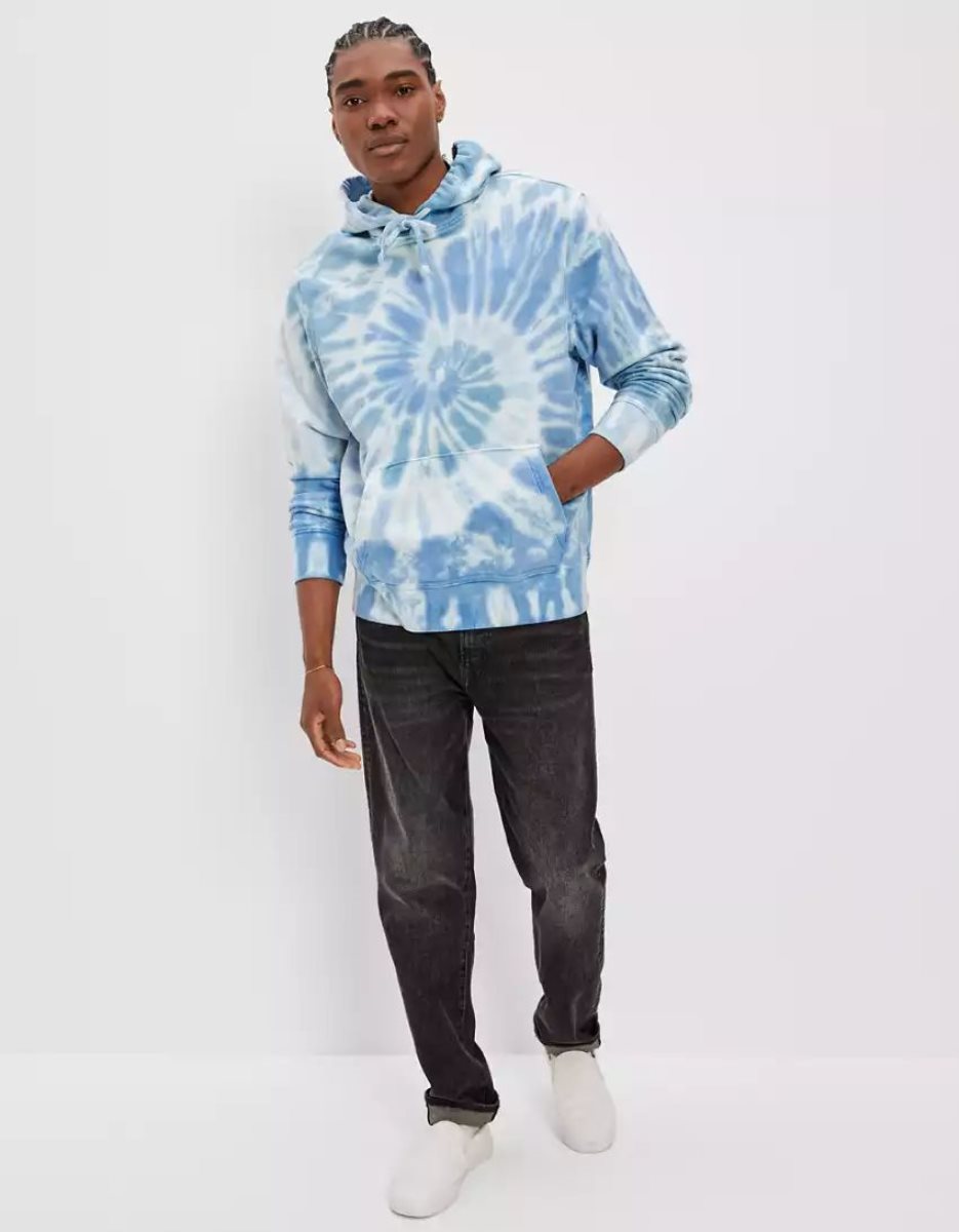 Sweat à Capuche American Eagle AE Bonfire Fleece Tie-Dye Multicolore Homme | ZAU-37308631